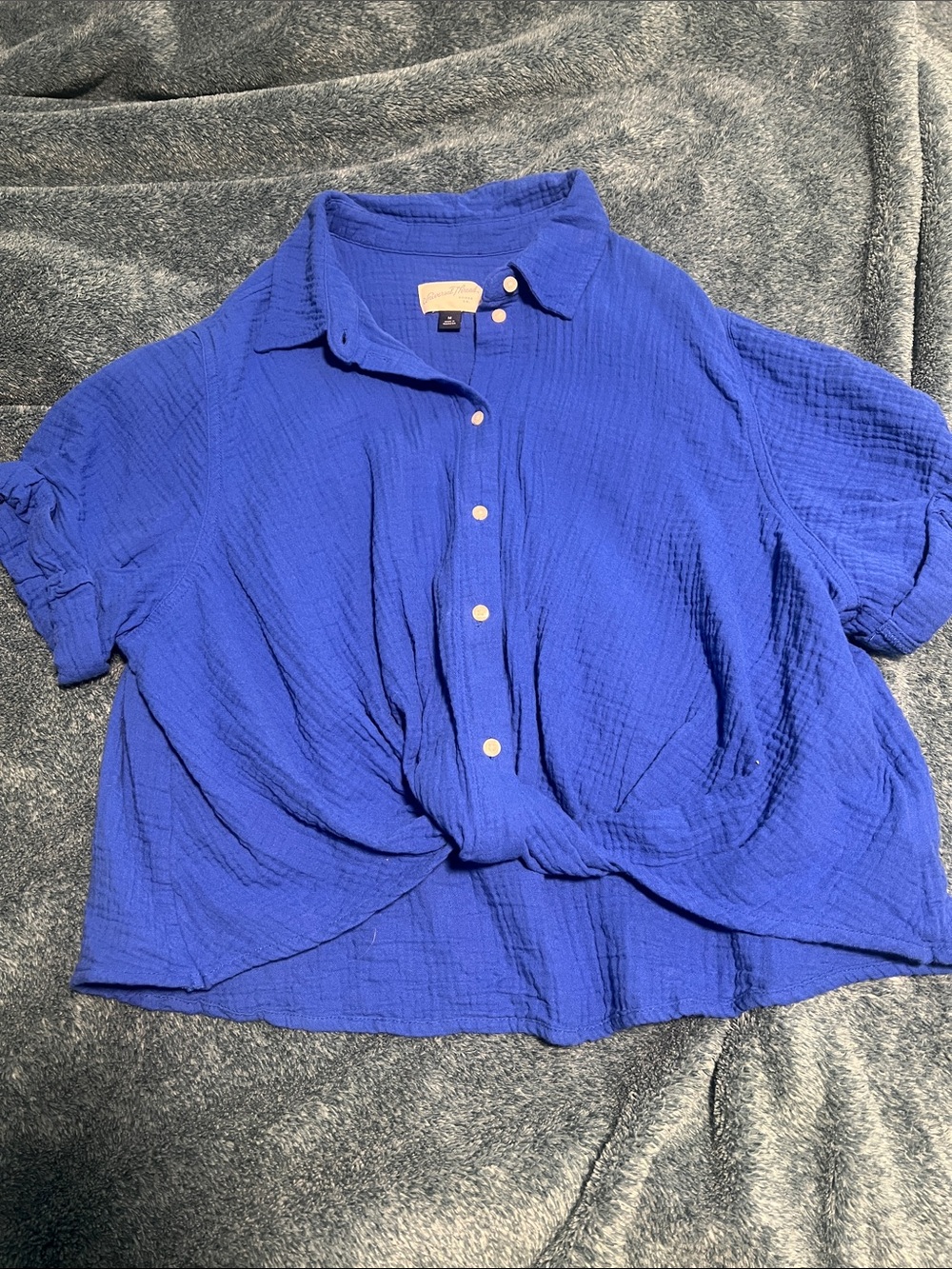 Women's Button-Front Gauze Shirt - Royal Blue - Universal Thread Medium